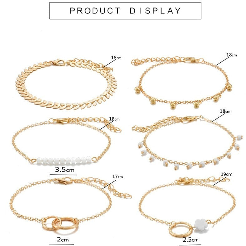Boho Gold Chain Bracelets (6-Pack)