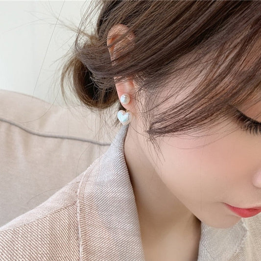 Pearly Heart Earrings