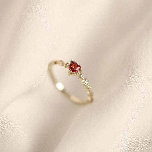Sparkling Red Heart Ring