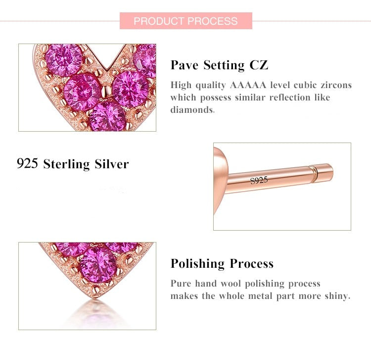 Mini Pink Heart Stud (925 Silver)
