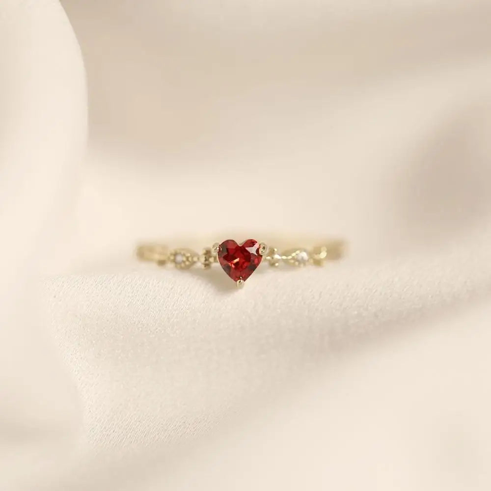 Sparkling Red Heart Ring