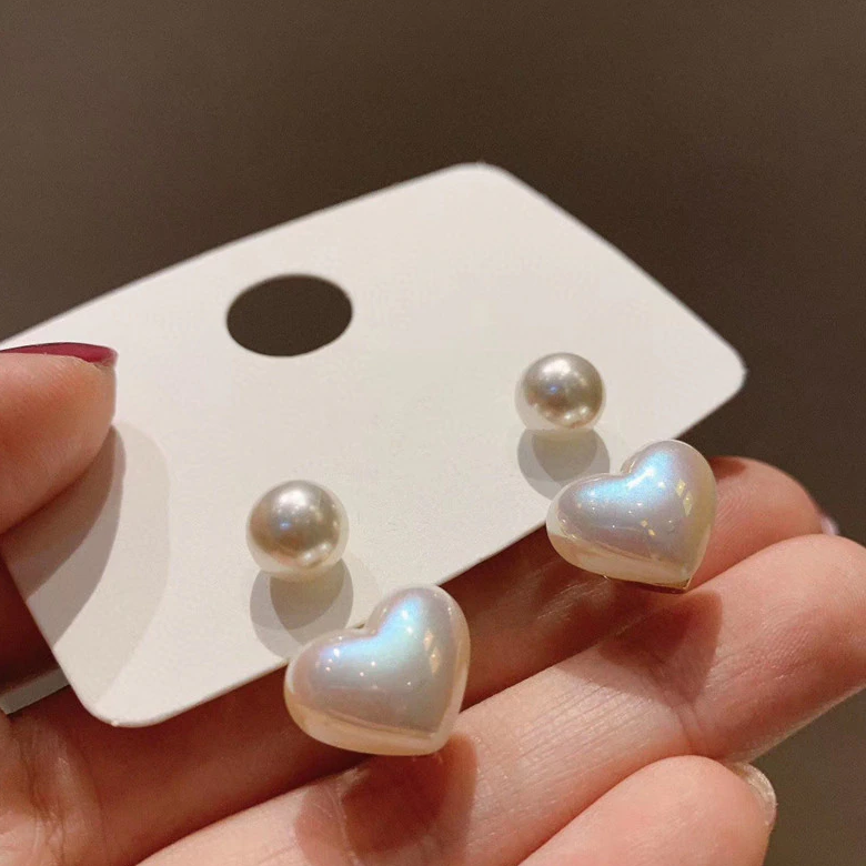 Pearly Heart Earrings