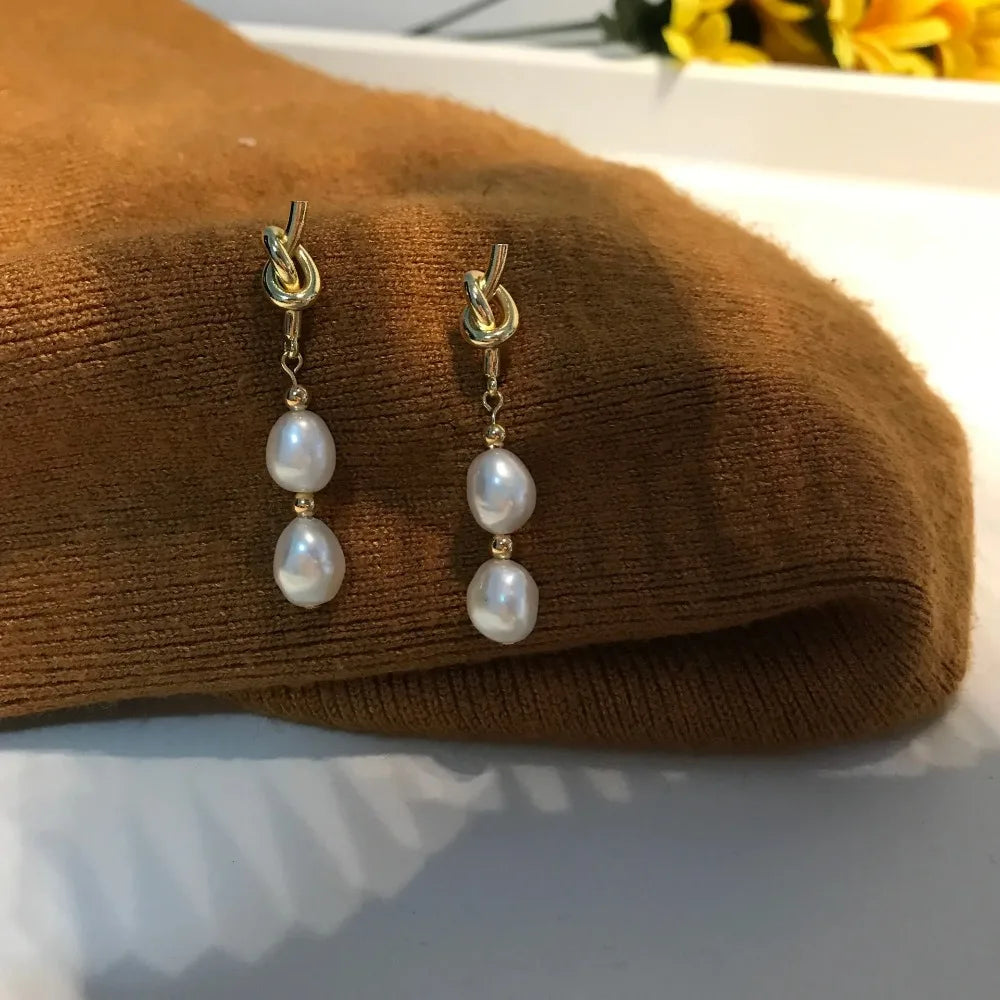 Baroque Pearl Drop Stud Earrings