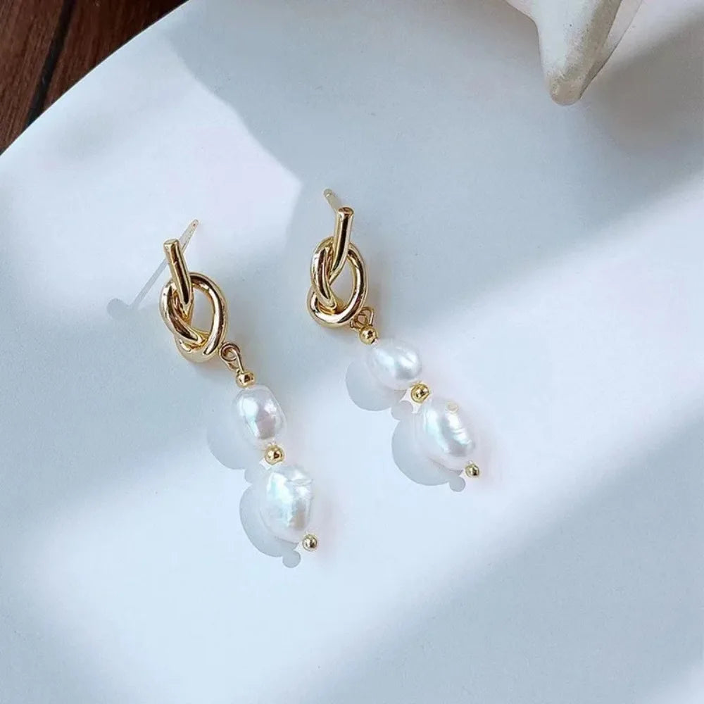 Baroque Pearl Drop Stud Earrings