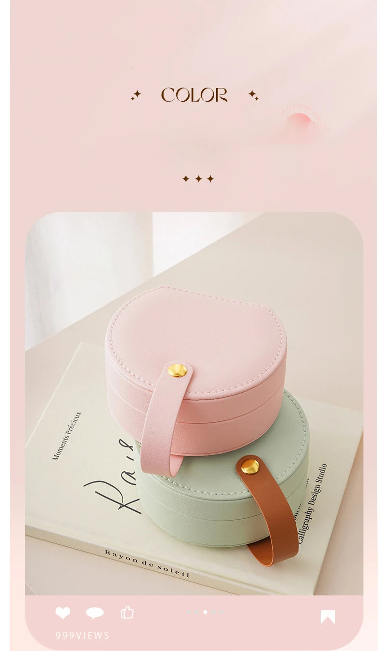 Circular Jewelry Box With Top Handle