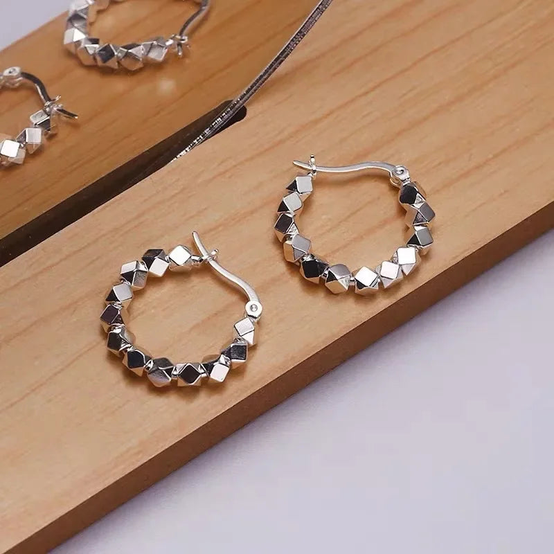 Disco Silver Hoop Earrings