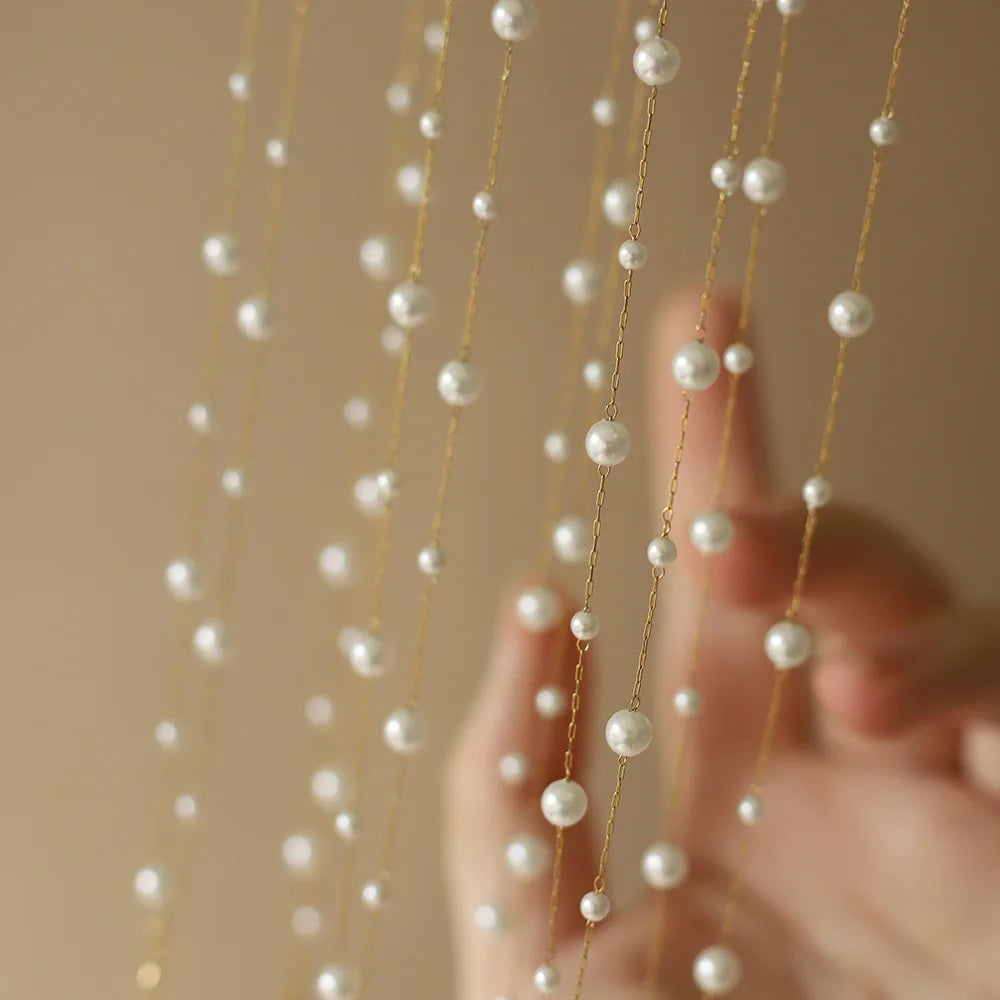 Beaded Alternating Pearl Layered Necklace