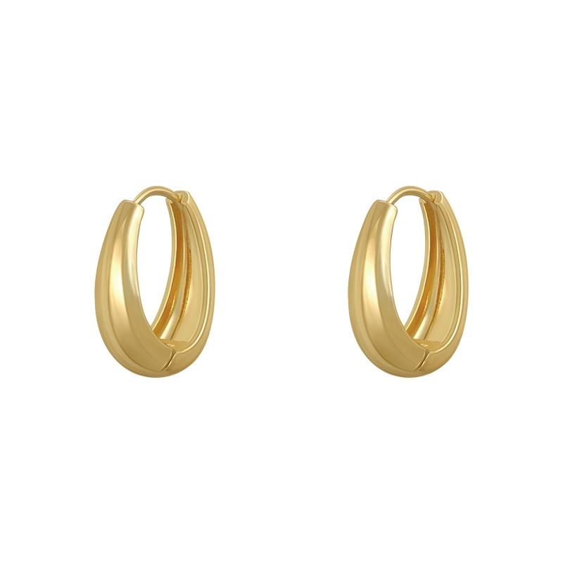 Gold Oval Huggie Earrings