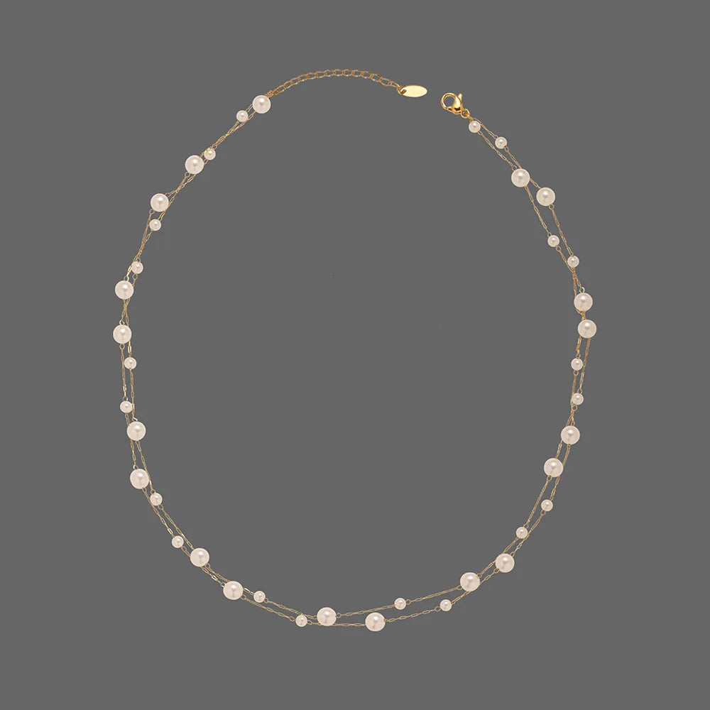 Beaded Alternating Pearl Layered Necklace
