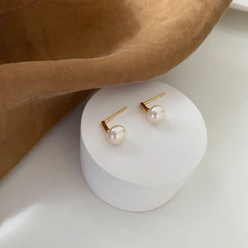 French Pearl Stud Earrings