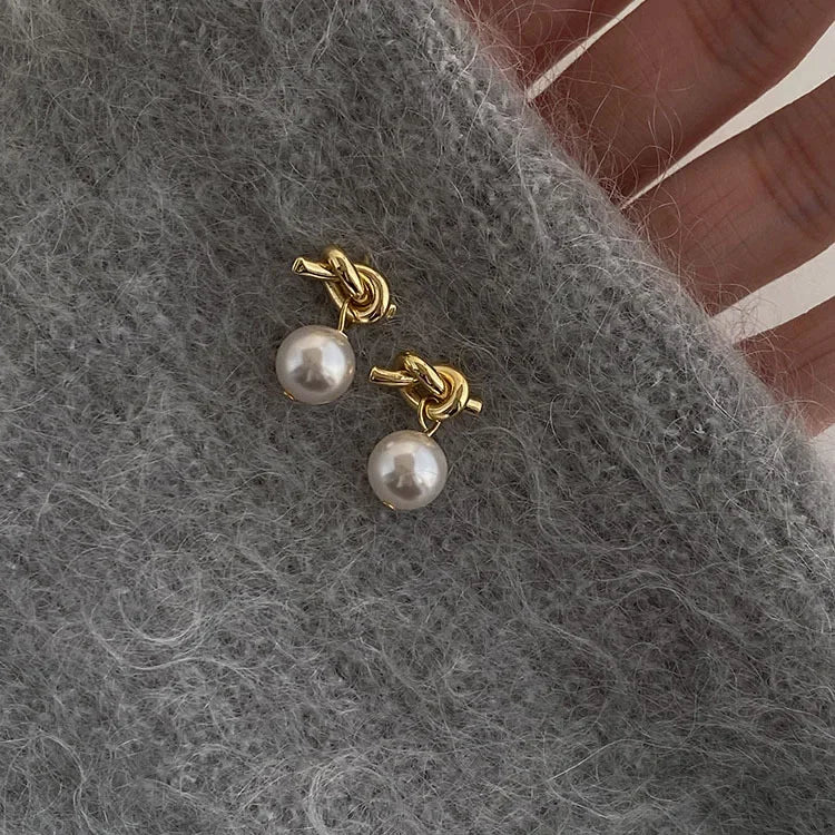 Knotty Pearl Stud Earrings