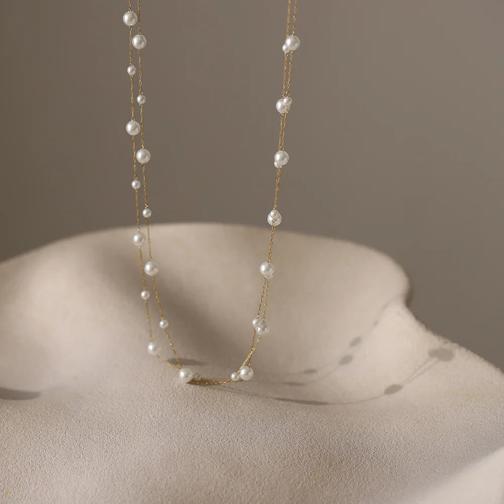 Beaded Alternating Pearl Layered Necklace