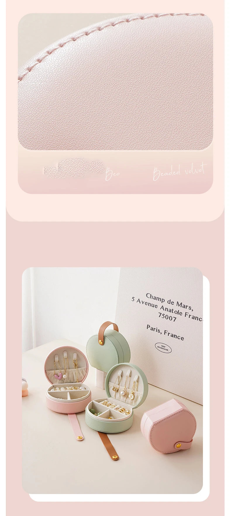 Circular Jewelry Box With Top Handle