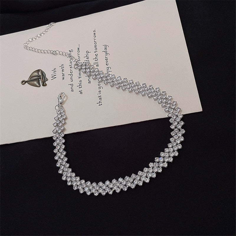 Silver Cubic Zirconia Choker Necklace