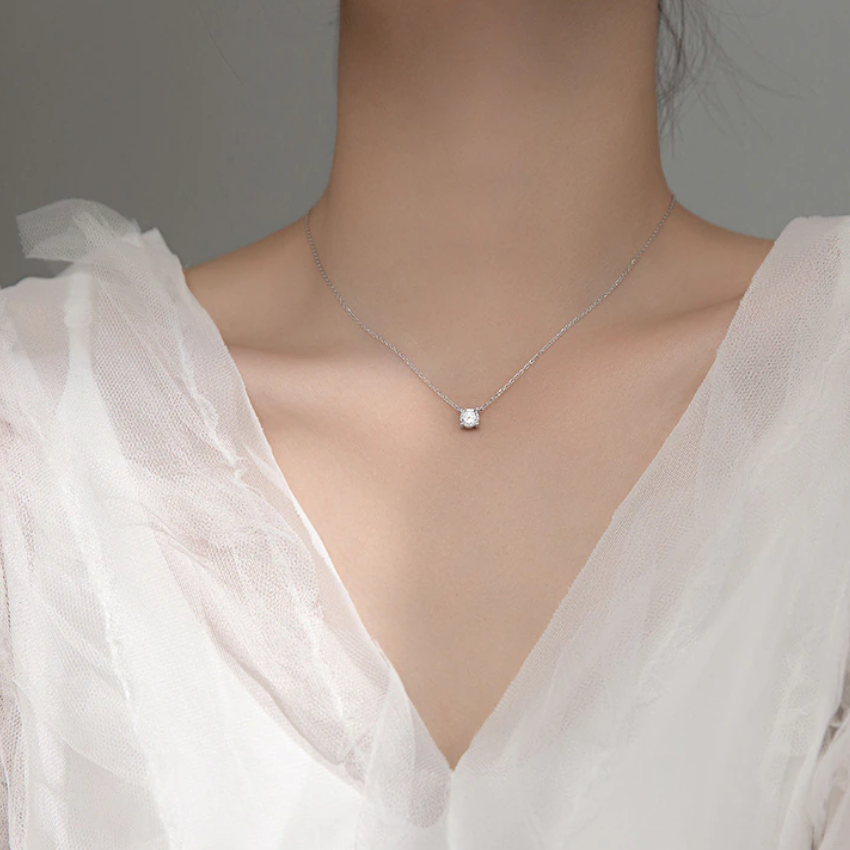 Cubic Zirconia Solitaire Necklace