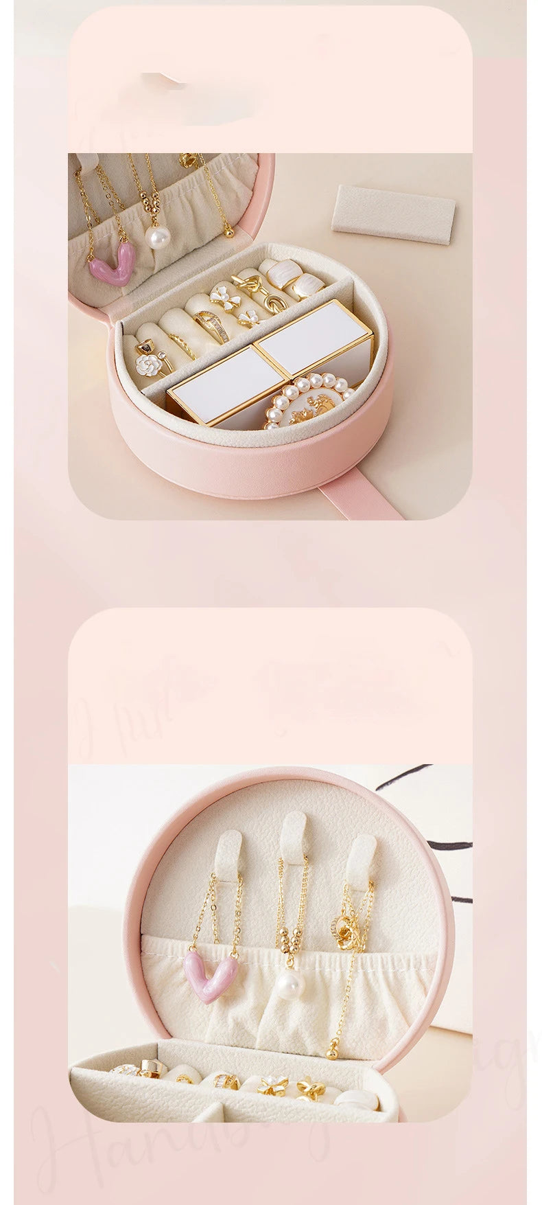 Circular Jewelry Box With Top Handle