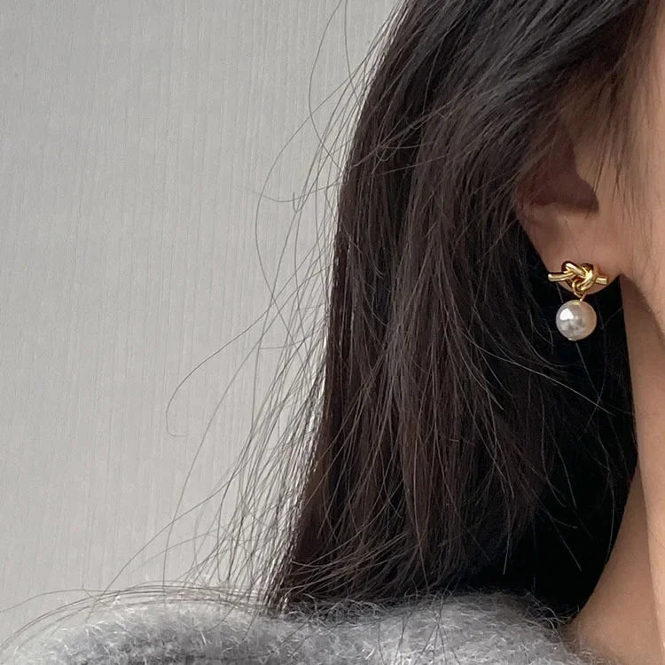 Knotty Pearl Stud Earrings