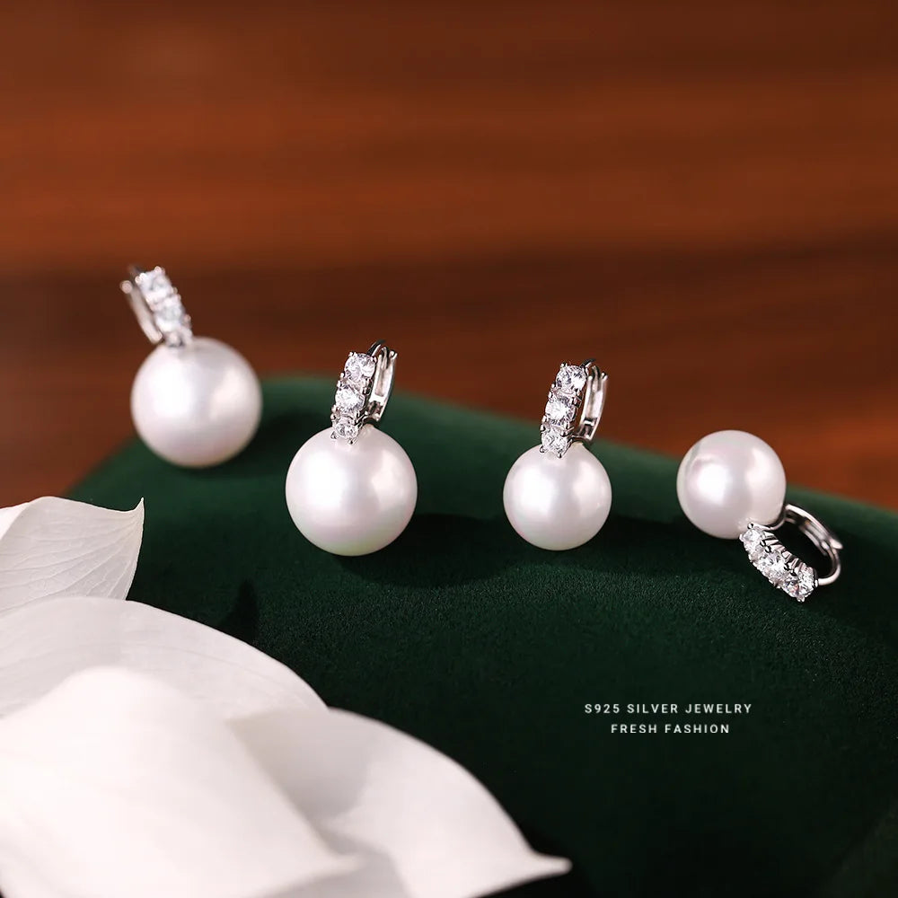Pearl Drop Huggie Earrings
