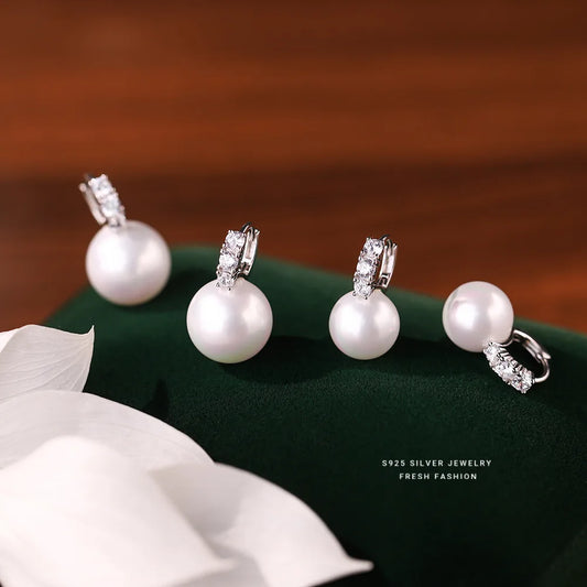Pearl Drop Huggie Earrings