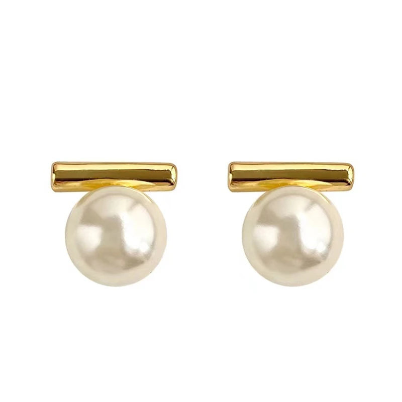 French Minimalist Pearl Stud Earrings