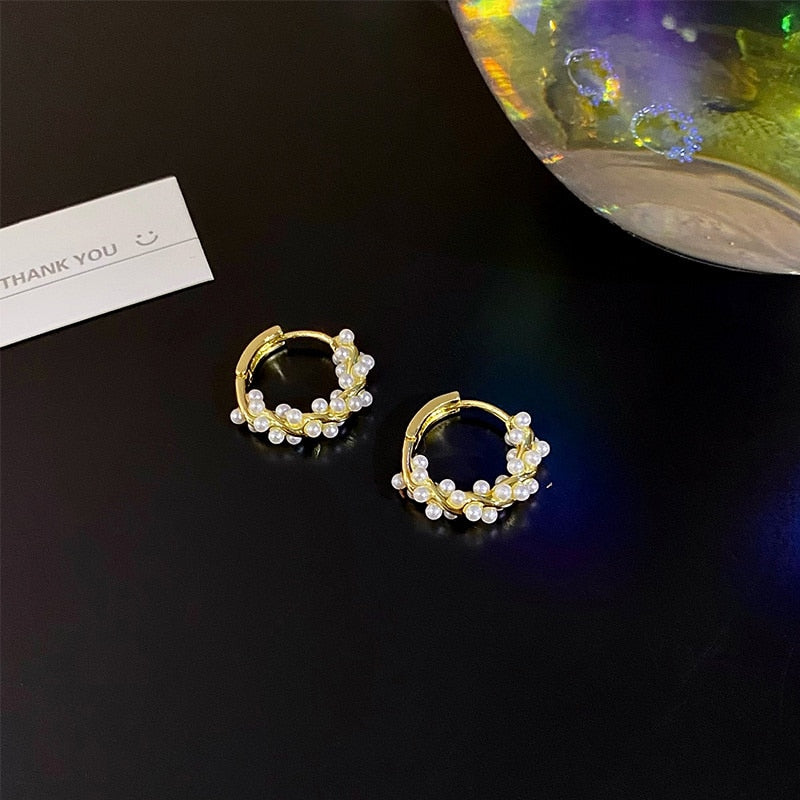 Dahlia Pearl Hoop Earrings