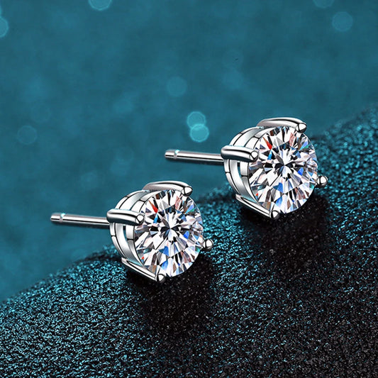 Moissanite Solitaire Stud Earrings