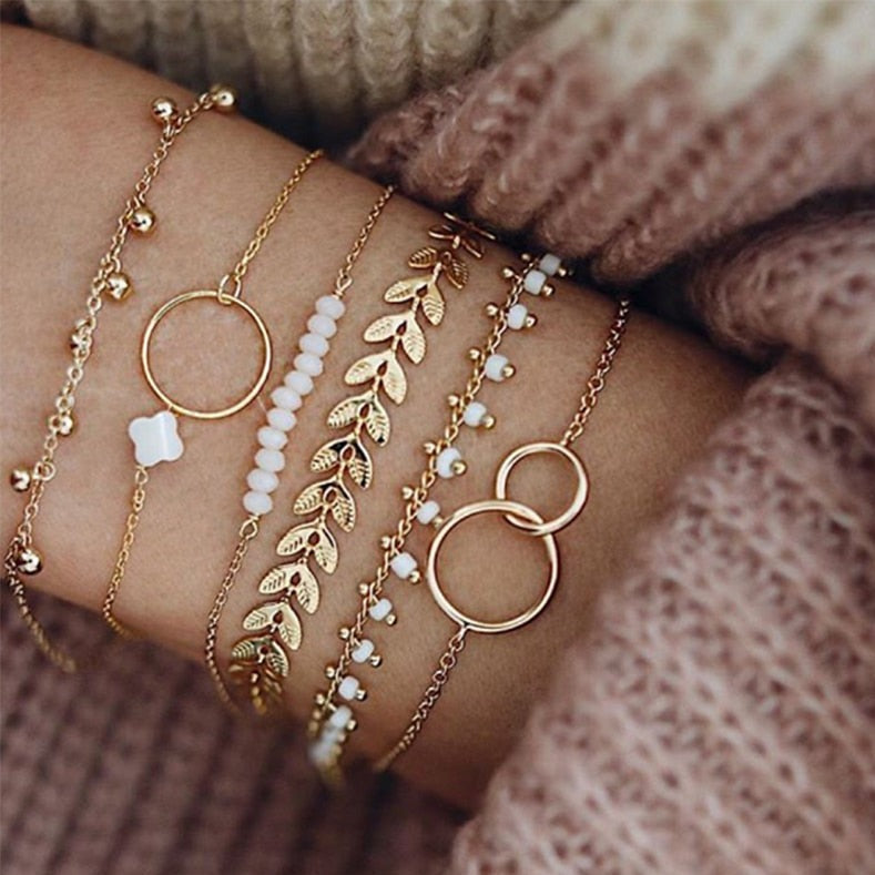 Boho Gold Chain Bracelets (6-Pack)