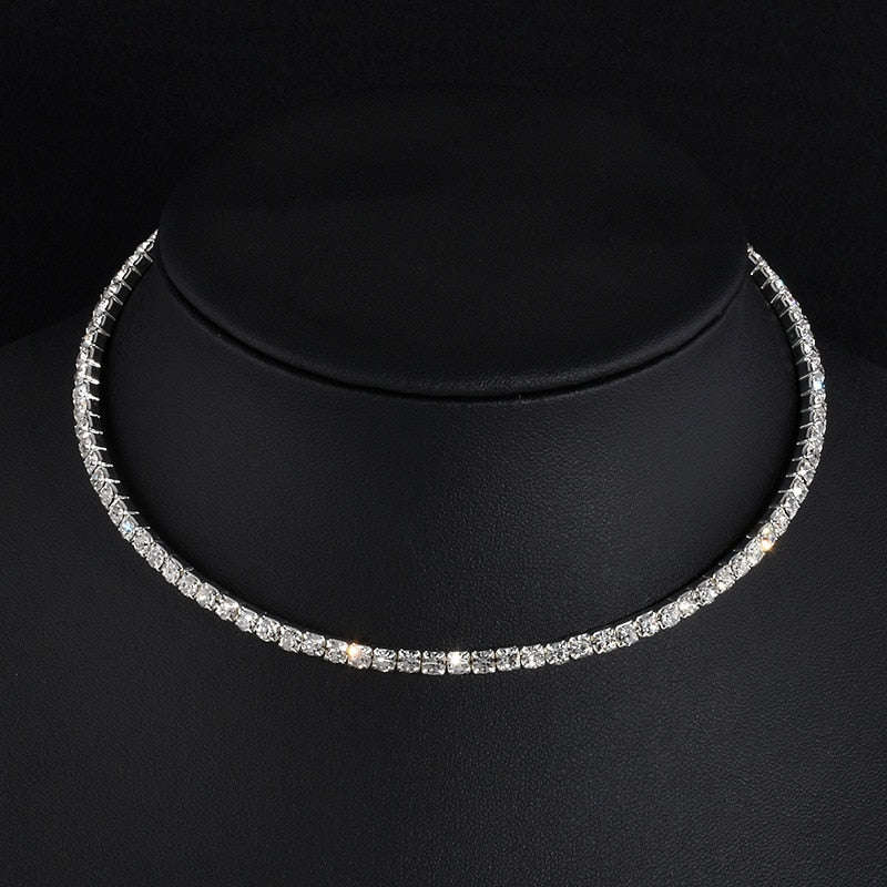 Rhinestone Cupchain Choker Necklace