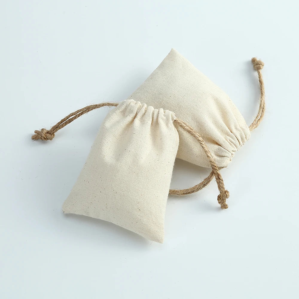 Rustic Cotton Drawstring Pouch (10 Pieces)