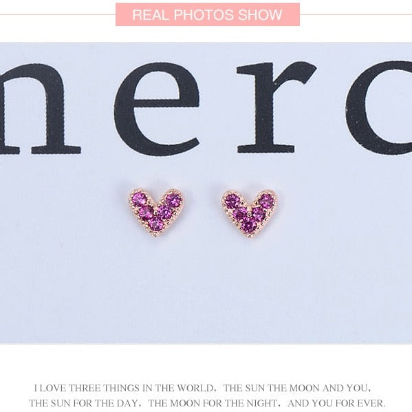 Mini Pink Heart Stud (925 Silver)