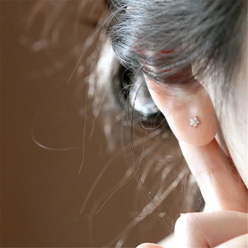 Mini Flower Zircon Stud Earrings