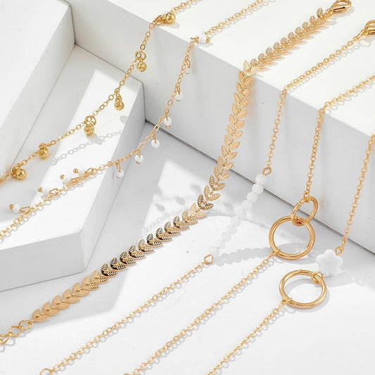 Boho Gold Chain Bracelets (6-Pack)