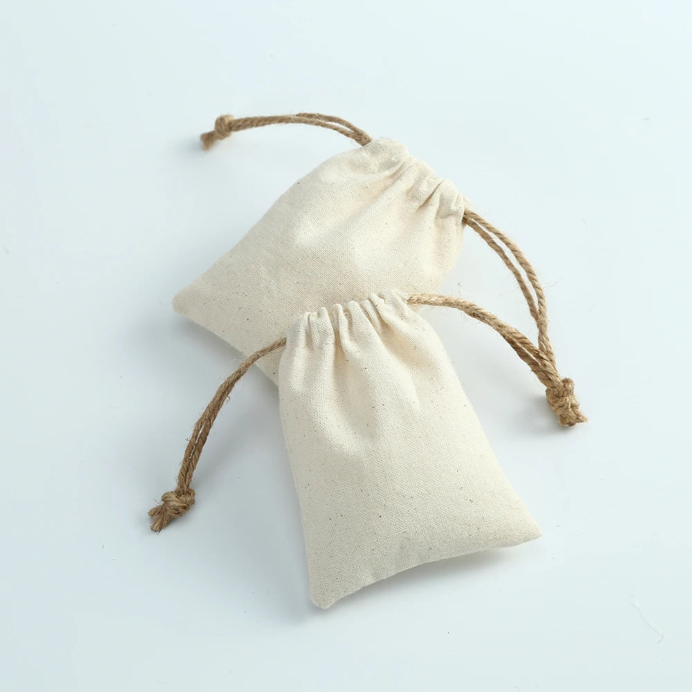 Rustic Cotton Drawstring Pouch (10 Pieces)