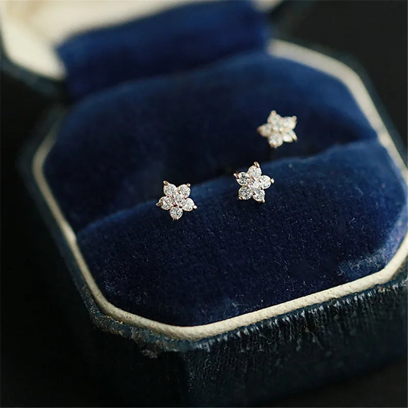 Mini Flower Zircon Stud Earrings