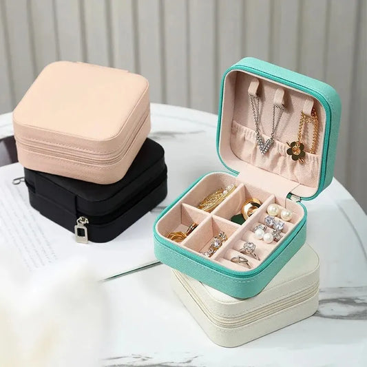 Faux Leather Compact Square Jewellery Box