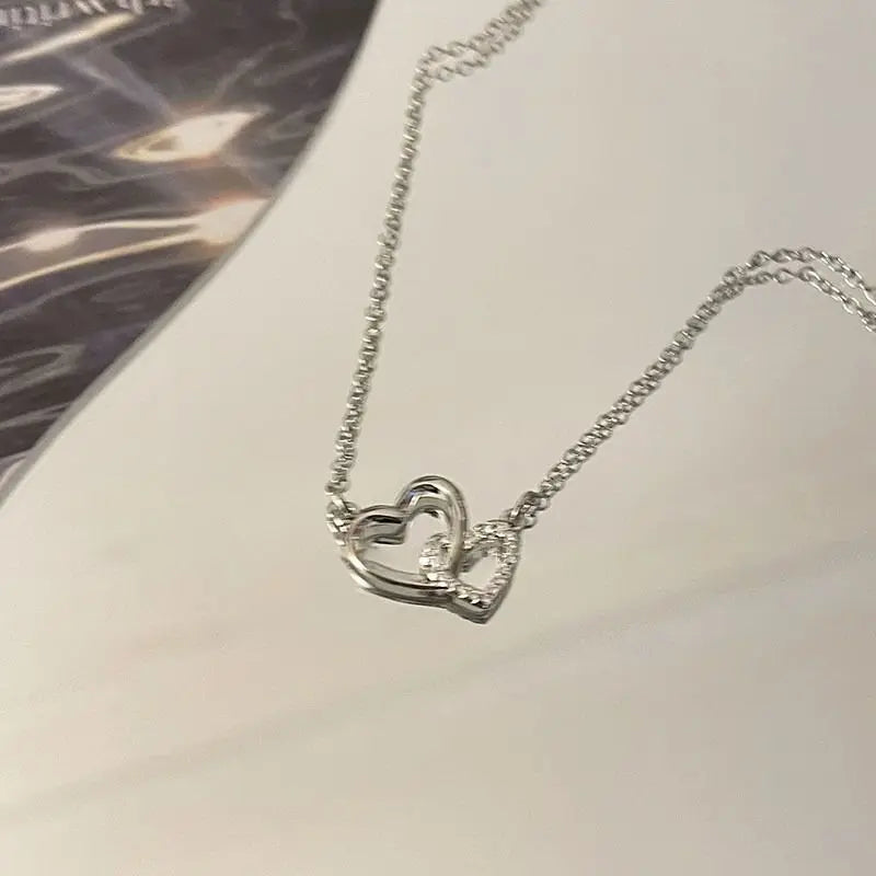 Sparkling Entwined Hearts Necklace