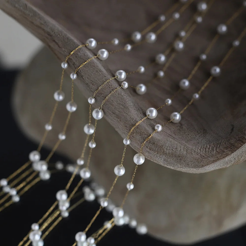 Beaded Alternating Pearl Layered Necklace