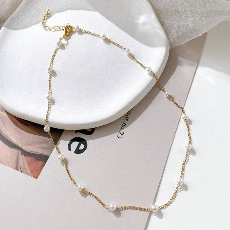 Dainty Pearl Choker Necklace