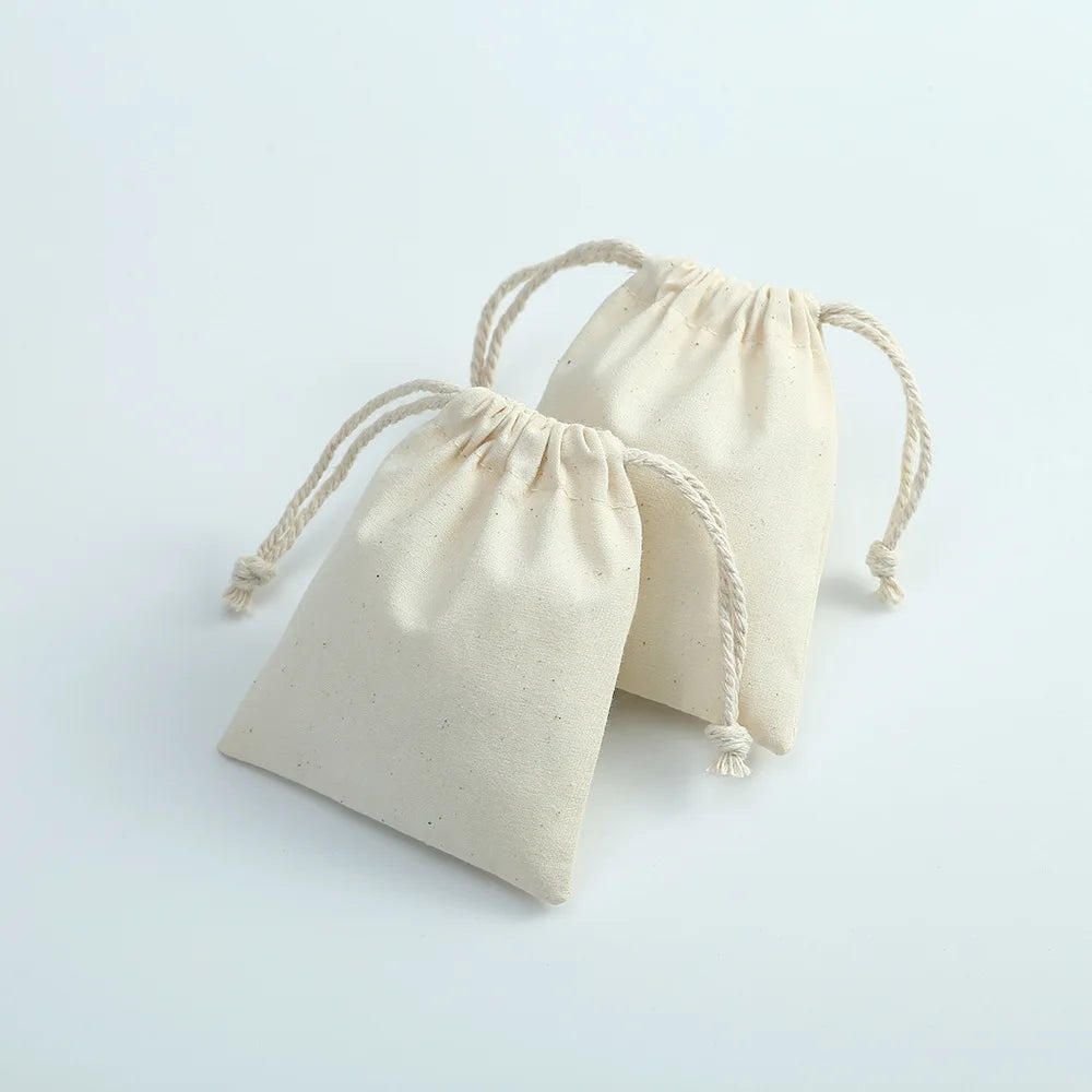 Cotton Drawstring Pouch (10 Pieces)