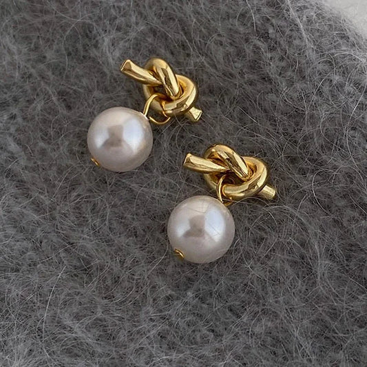 Knotty Pearl Stud Earrings