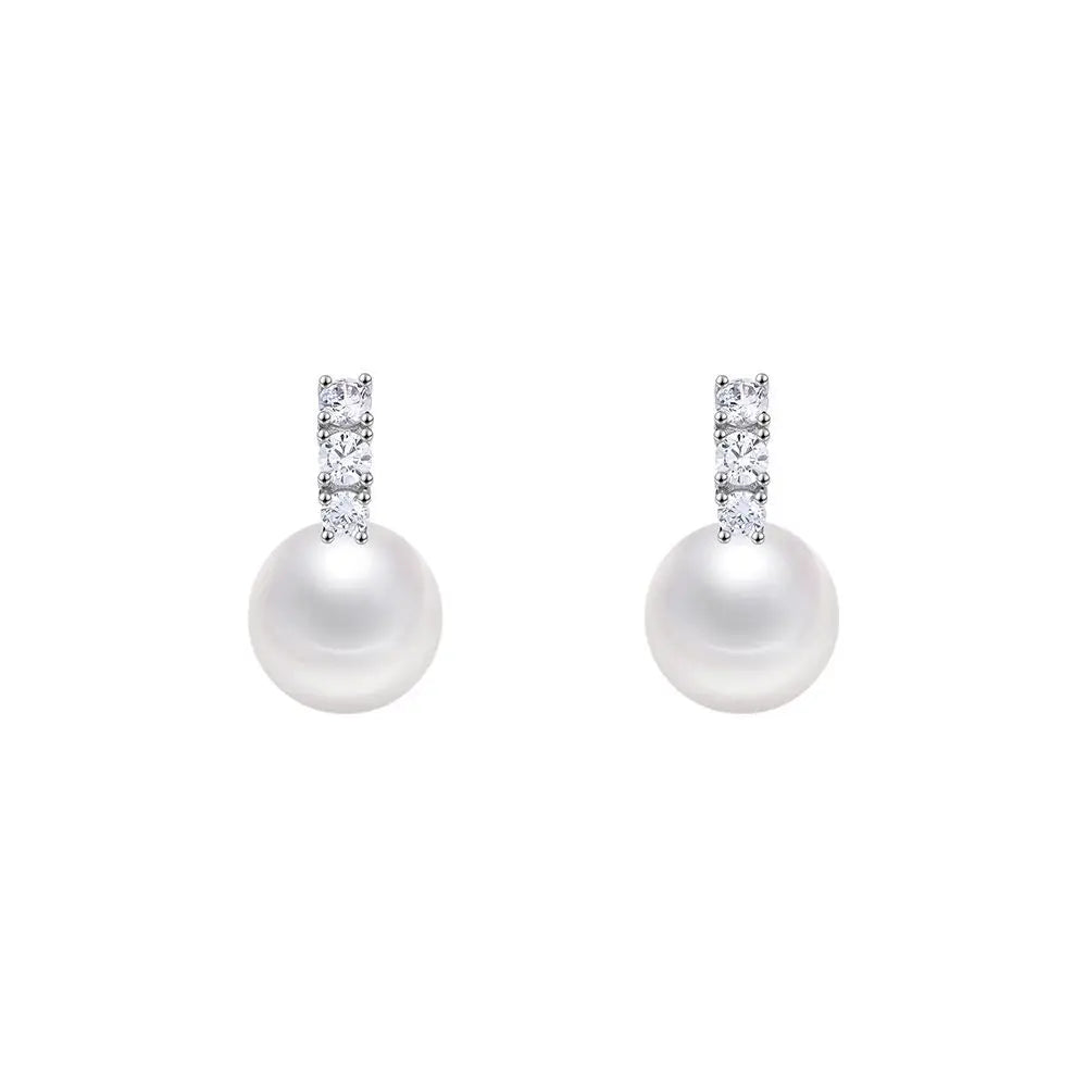 Pearl Drop Huggie Earrings