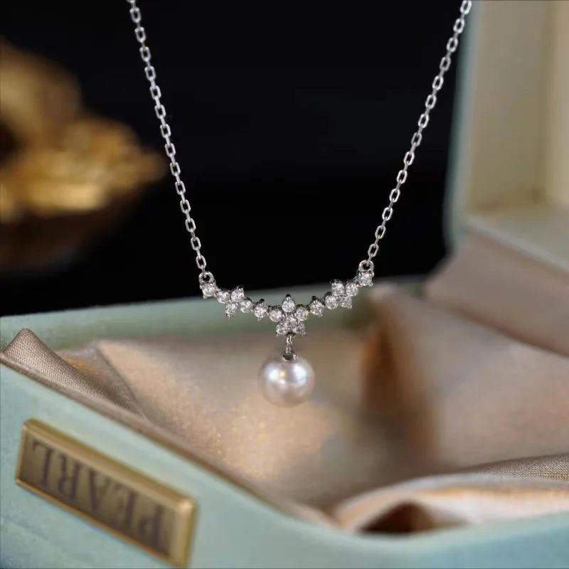 Cubic Zirconia Pearl Drop Necklace