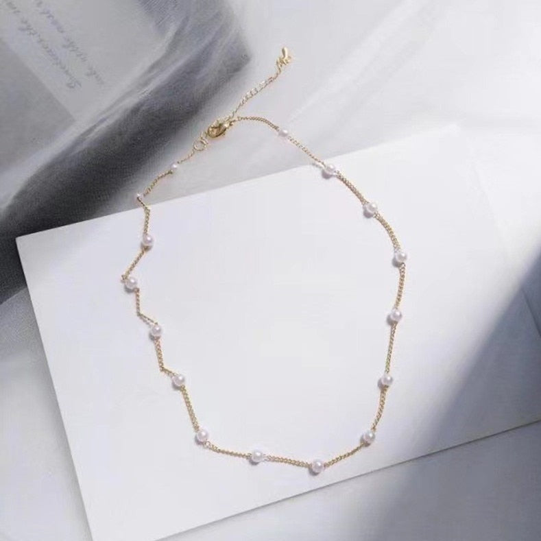 Dainty Pearl Choker Necklace