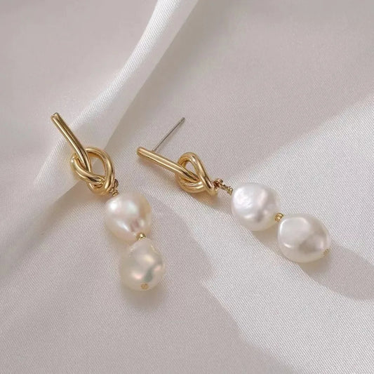 Baroque Pearl Drop Stud Earrings