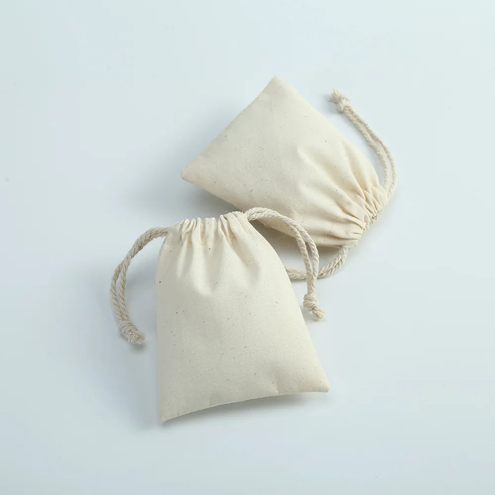 Cotton Drawstring Pouch (10 Pieces)