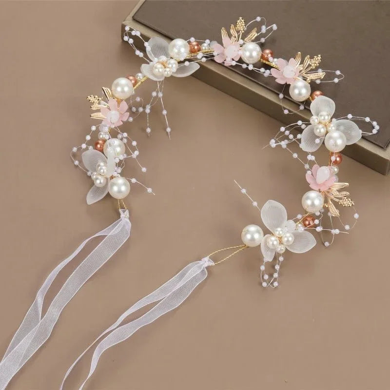 Bridal Flower Self-Tie Ribbon Headband