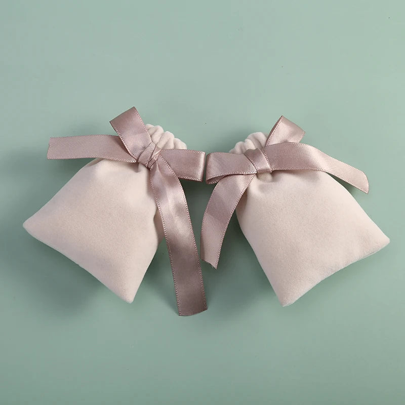 Pink Ribbon Velvet Pouch (10 Pieces)