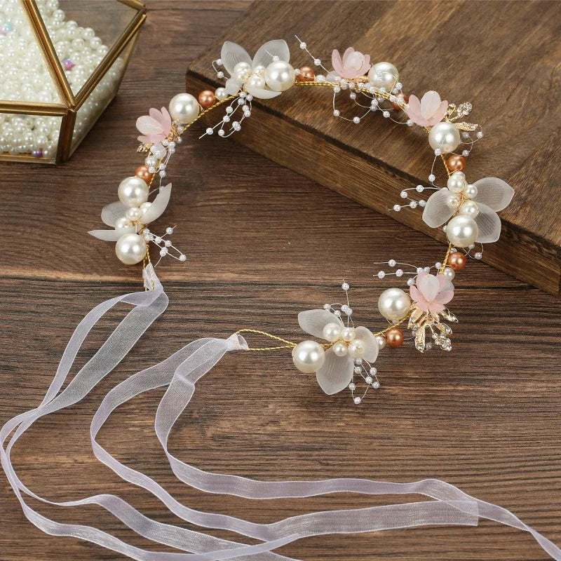 Bridal Flower Self-Tie Ribbon Headband