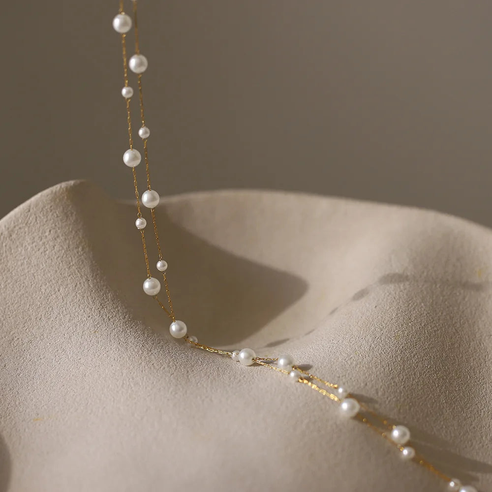 Beaded Alternating Pearl Layered Necklace