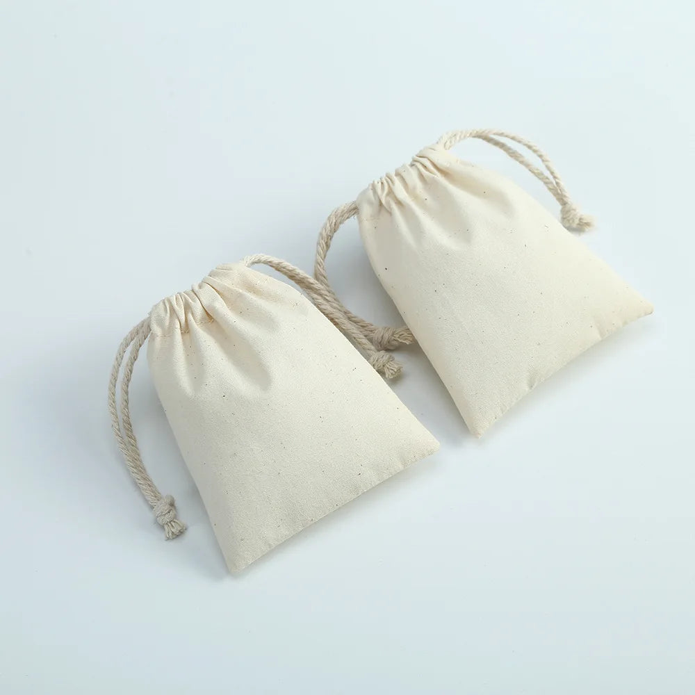 Cotton Drawstring Pouch (10 Pieces)